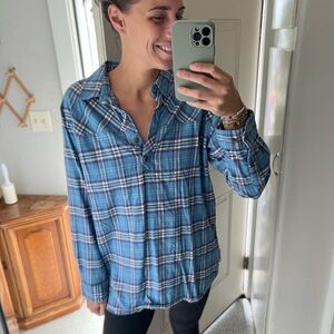 Blue Plaid quarter Button-Up Shirt